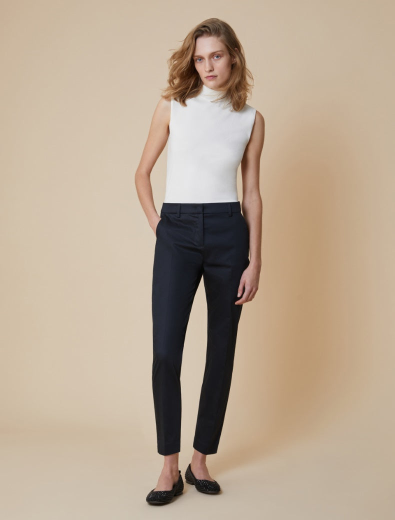 Pantalon slim en satin de coton