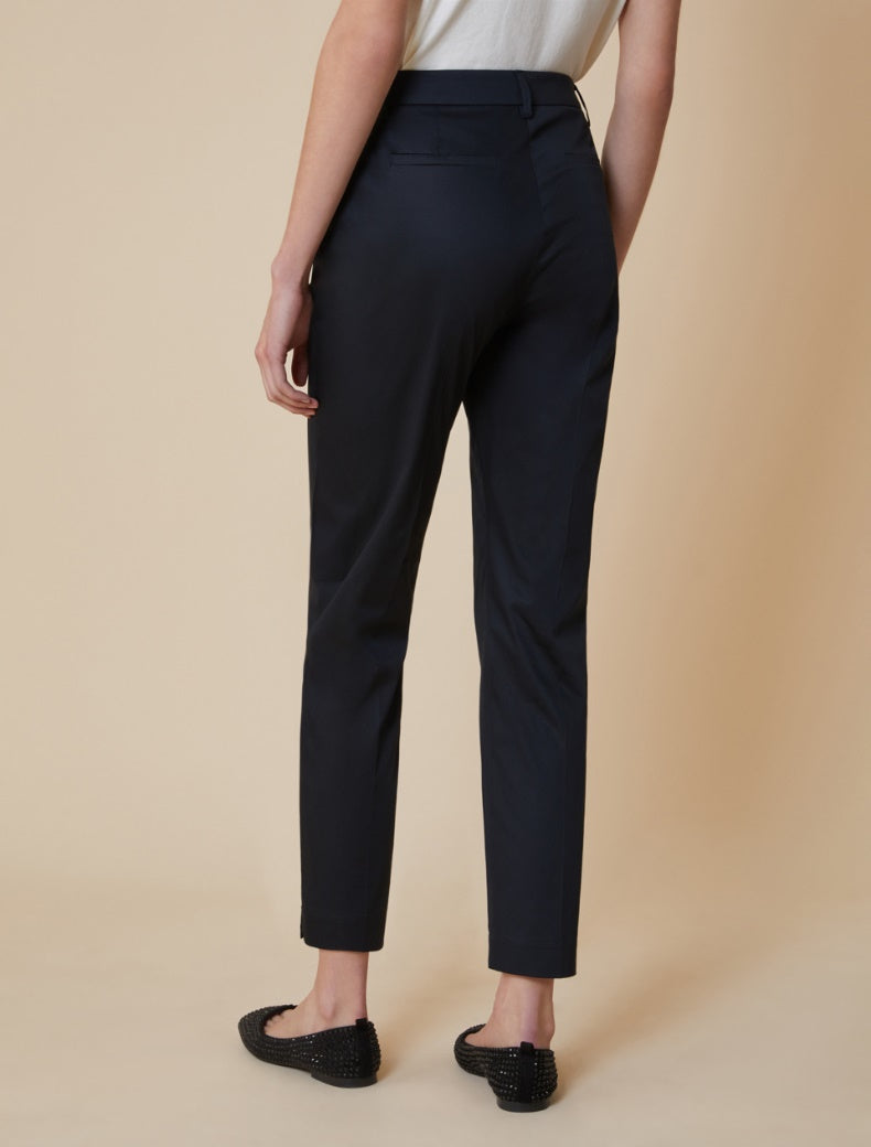 Pantalon slim en satin de coton