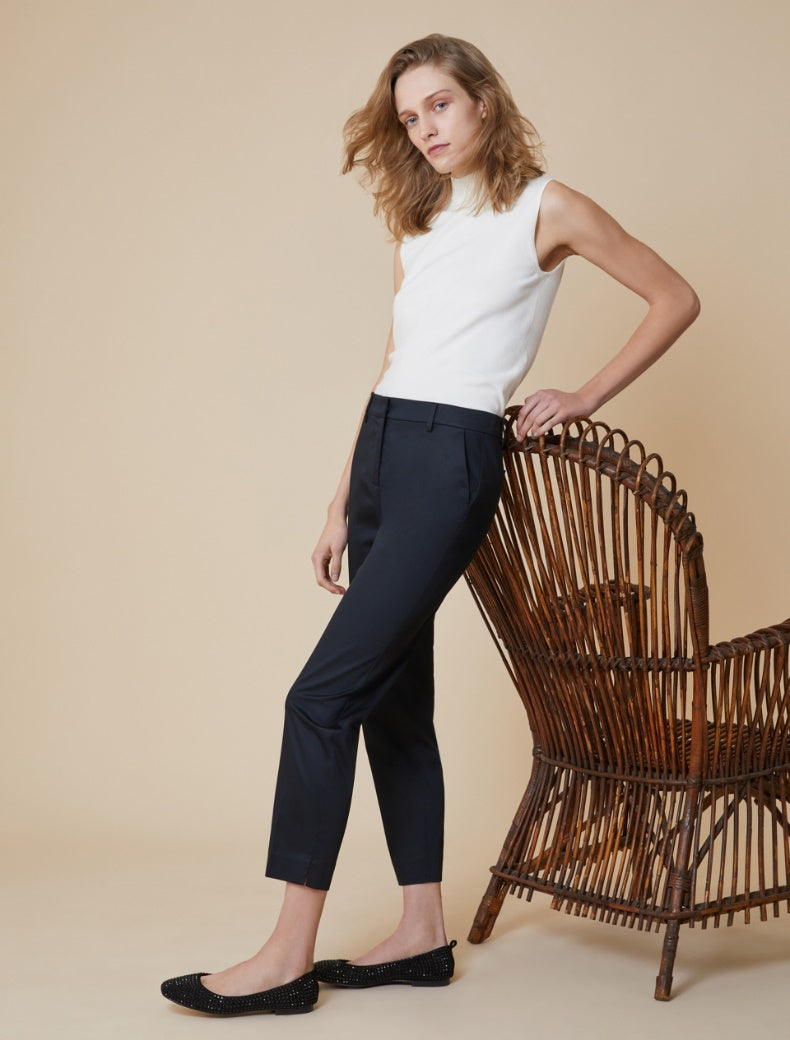 Pantalon slim en satin de coton
