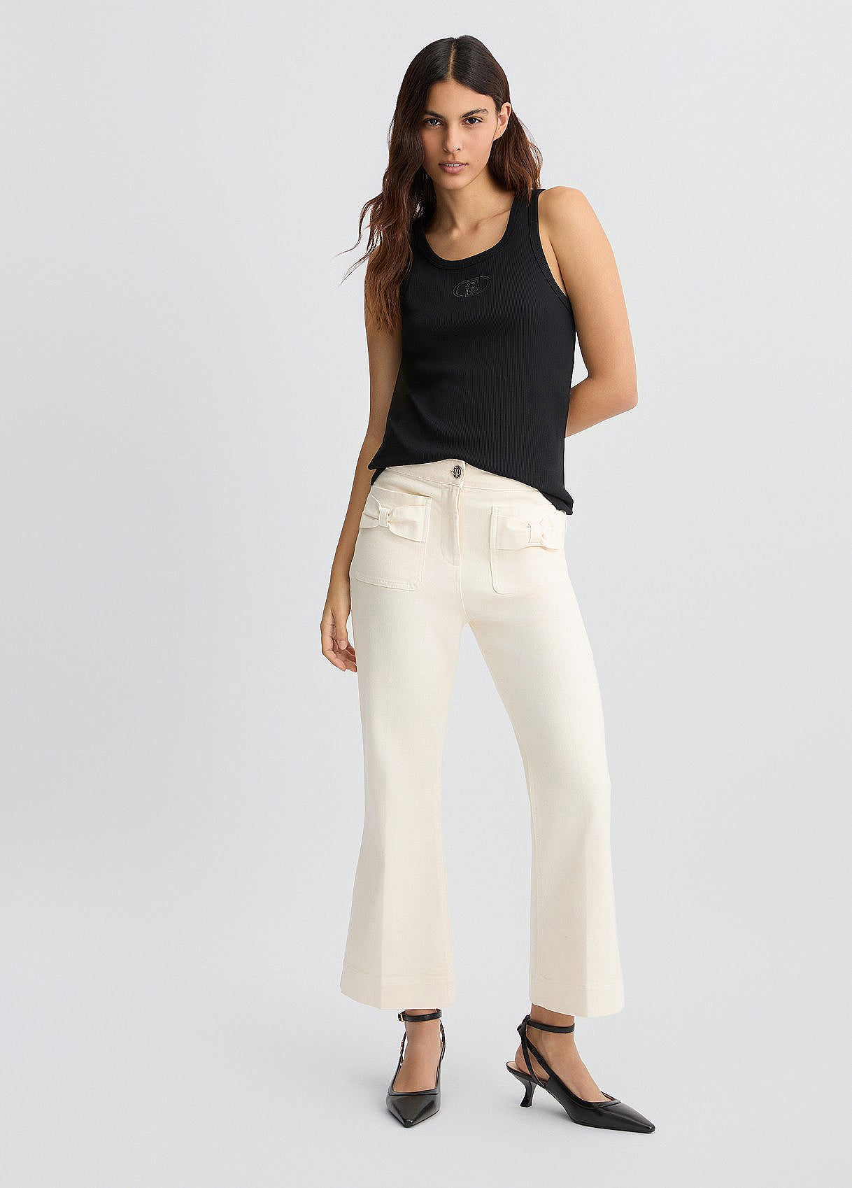 Pantalon évasé raccourci en coton acte2