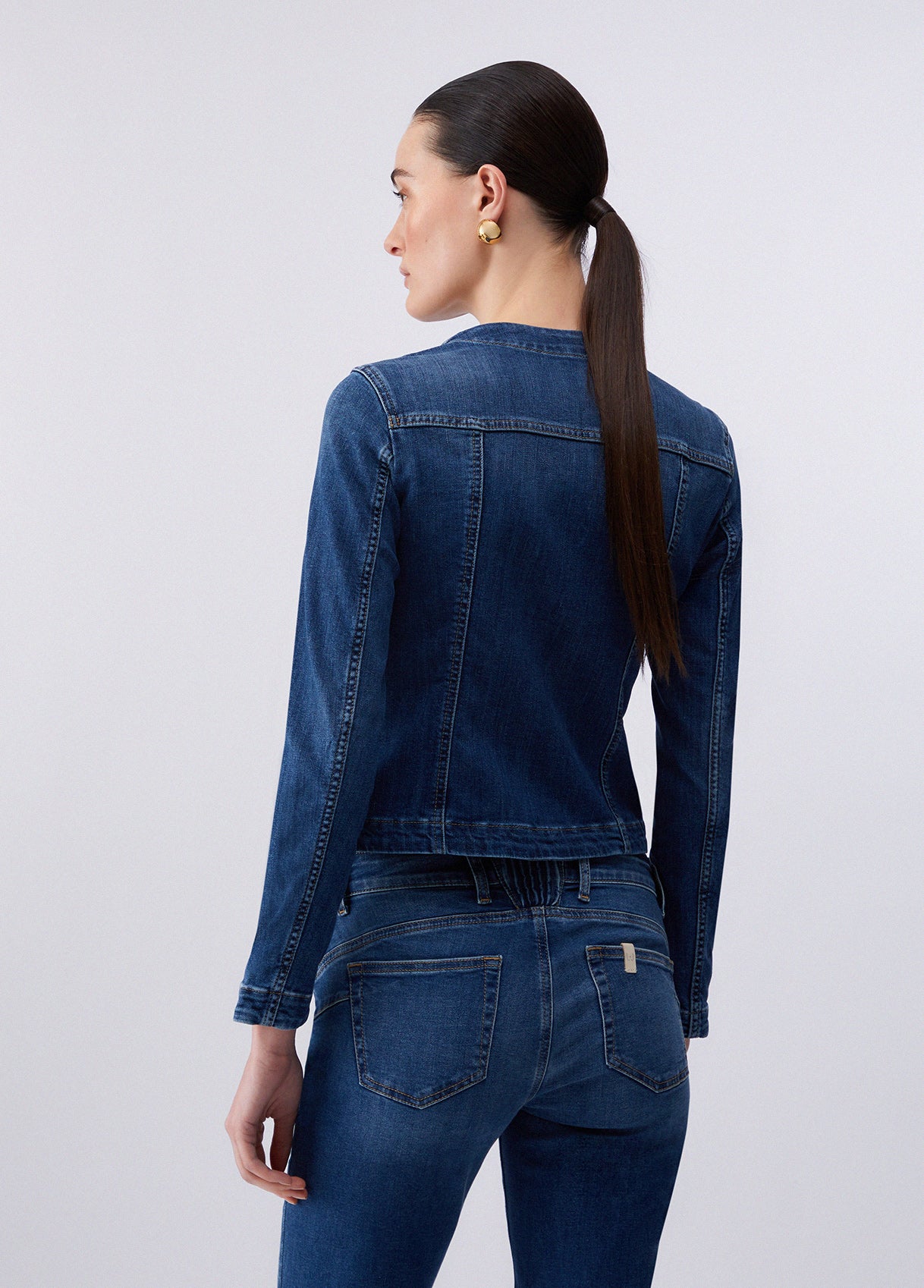 Veste denim avec strass et boutons ligotés LIU JO