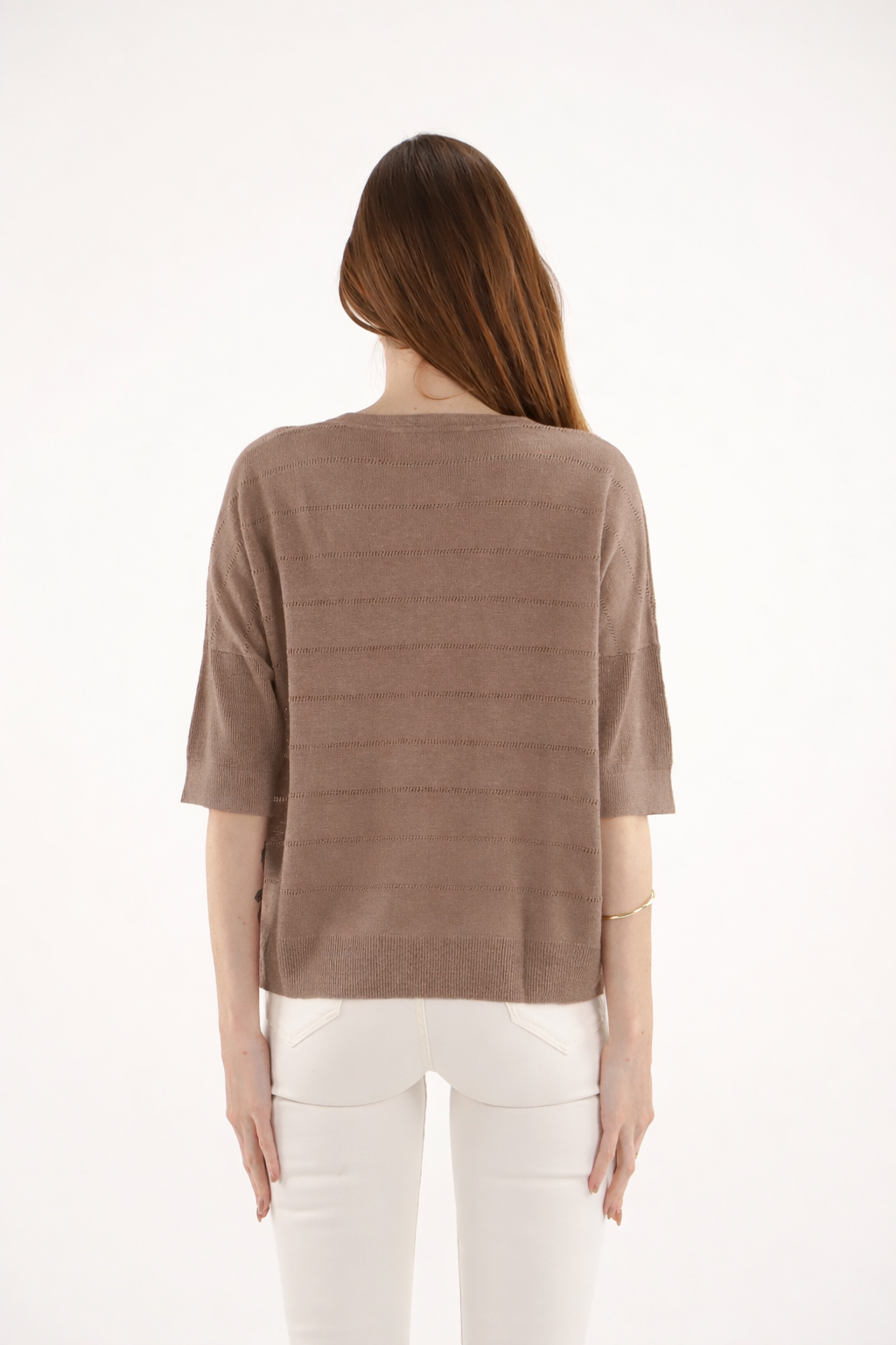 PULL ARVID COL V avec Rayures ajourées ESTHEME