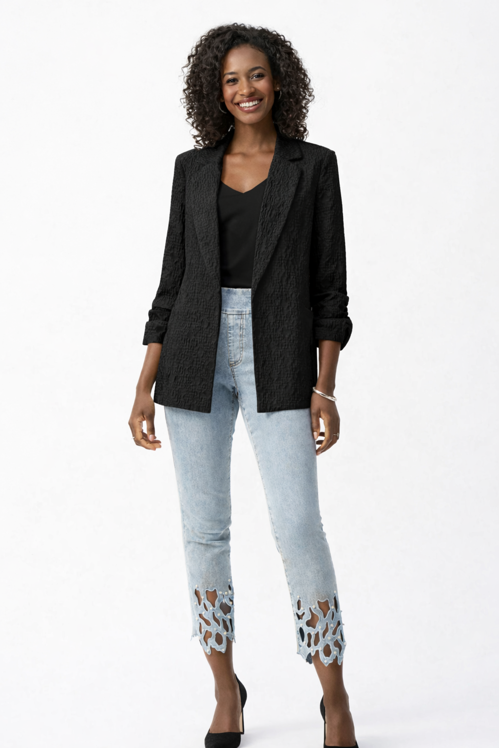 Veste 242026 boxy texturé en jacquard tissé. J.RIBKOFF