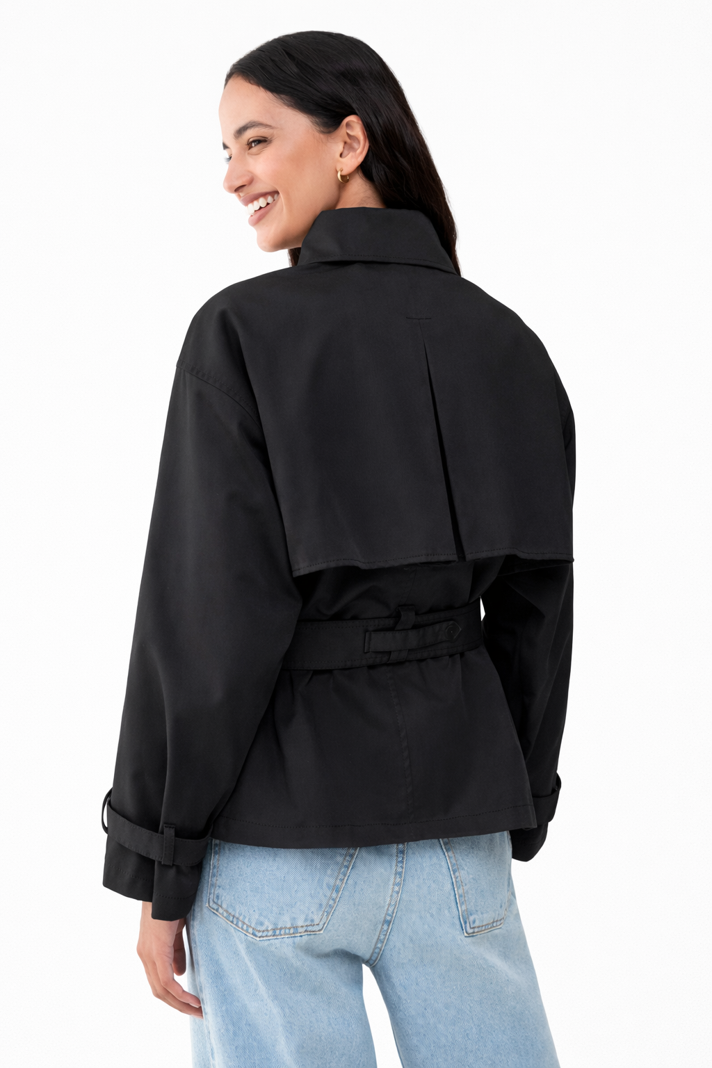 Trench-coat talco court en gabardine PENNYBLACK