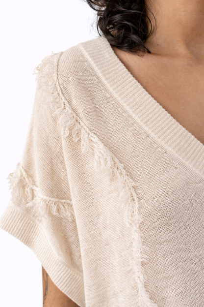 Pull Helba texturé bohème avec Col V A POIL