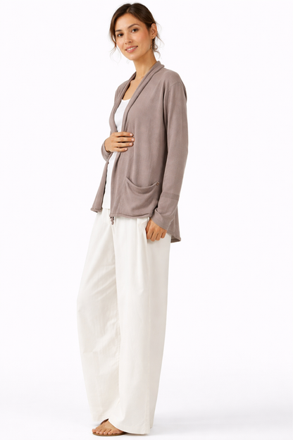 Gilet Hatus couleur taupe avec manches longues A POIL