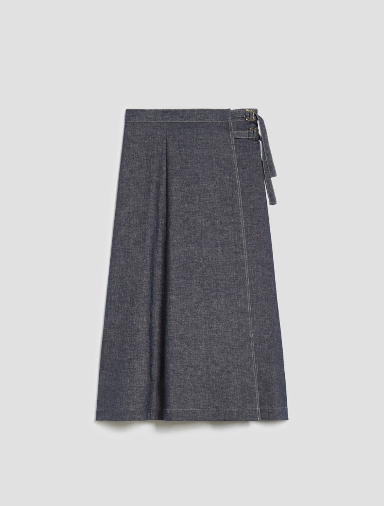 Jupe galosce midi en lin et coton  PENNYBLACK