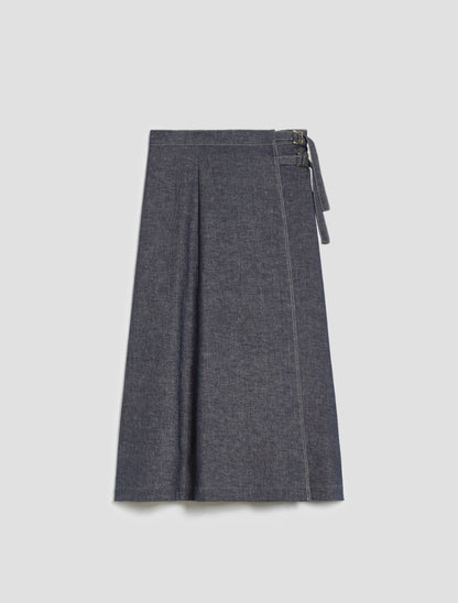 Jupe galosce midi en lin et coton  PENNYBLACK