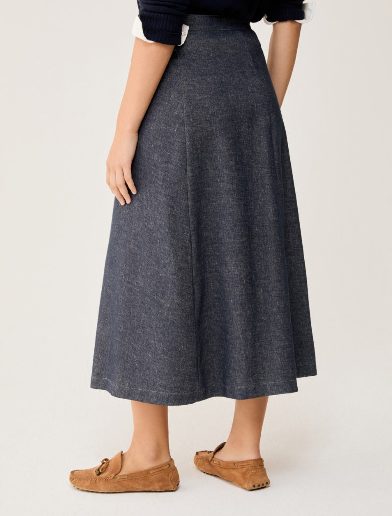 Jupe galosce midi en lin et coton  PENNYBLACK