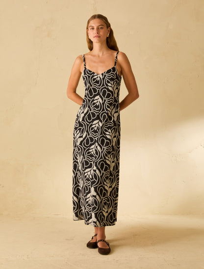 Robe camino nuisette en mousseline brodée  PENNYBLACK