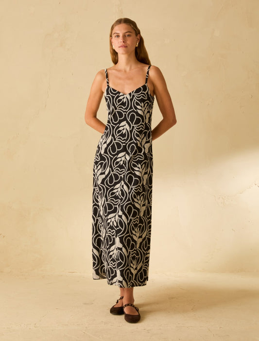 Robe camino nuisette en mousseline brodée  PENNYBLACK