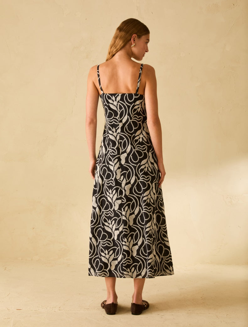 Robe camino nuisette en mousseline brodée  PENNYBLACK