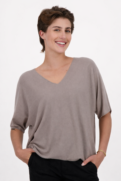 Pull Devise en manches courtes Col V A POIL