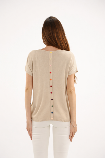 PULL OSKAR  avec BOUTONS COLORES au DOS ACTE2