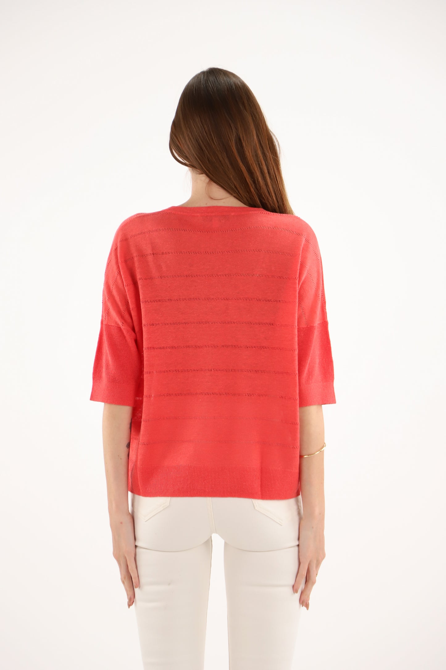 PULL ARVID en COL V avec Rayures ajourées  ESTHEME