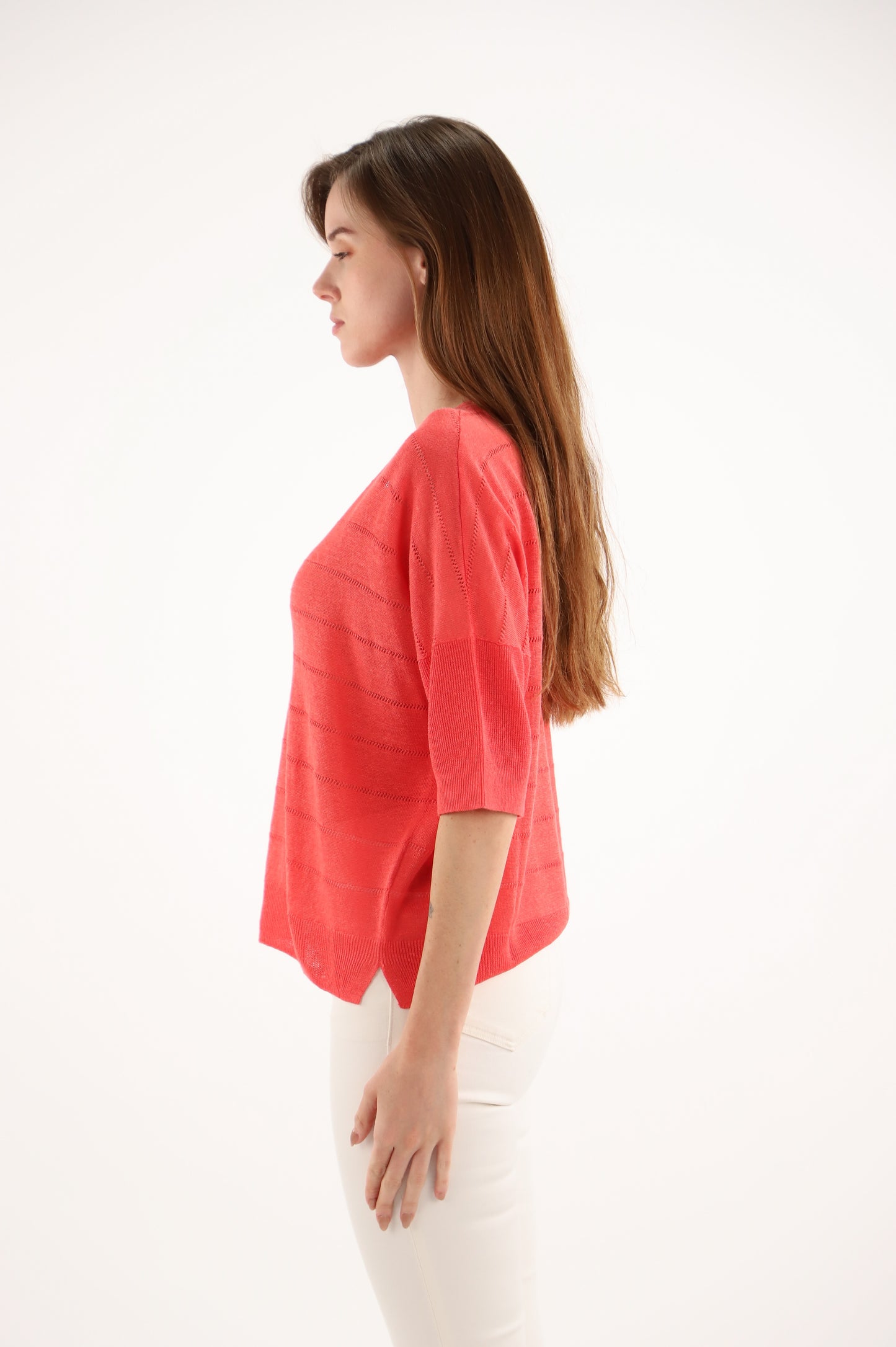 PULL ARVID en COL V avec Rayures ajourées  ESTHEME