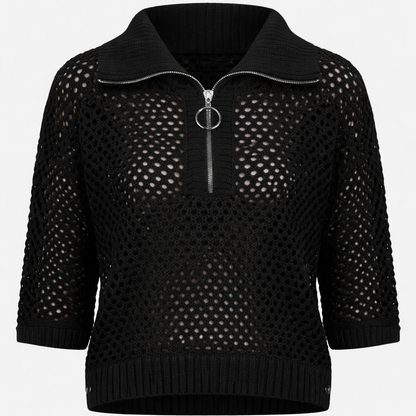 Pull 261634  en maille coupe ample, mélange de viscose avec encolure à fermeture éclair, J.RIBKOFF