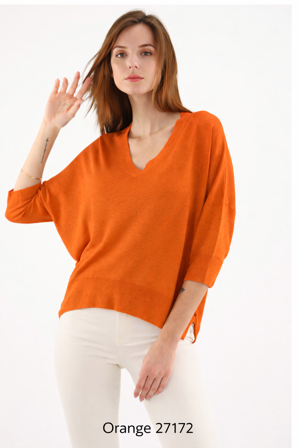 PULL ERIK  en SOIE et LIN avec col V  ESTHEME