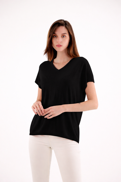 PULL OSKAR  en COL V avec BOUTONS COLORES dans le DOS  ESTHEME