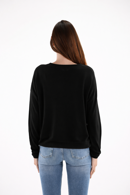 PULL ERIK en COL V avec Boutons colorés  ESTHEME