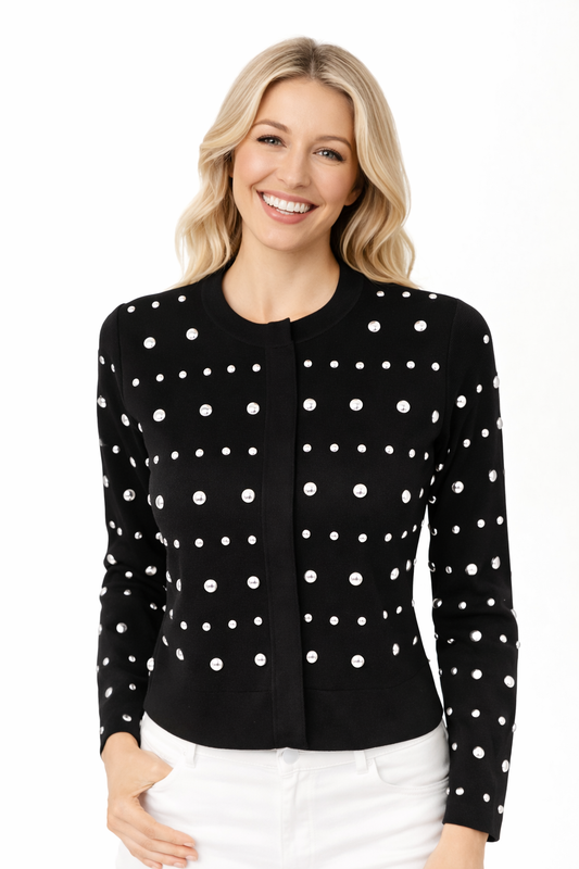 Veste courte noire cloutée à manches longues LIU JO