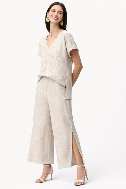 Pantalon-culotte 261161  à enfiler en satin plissé. J.RIBKOFF