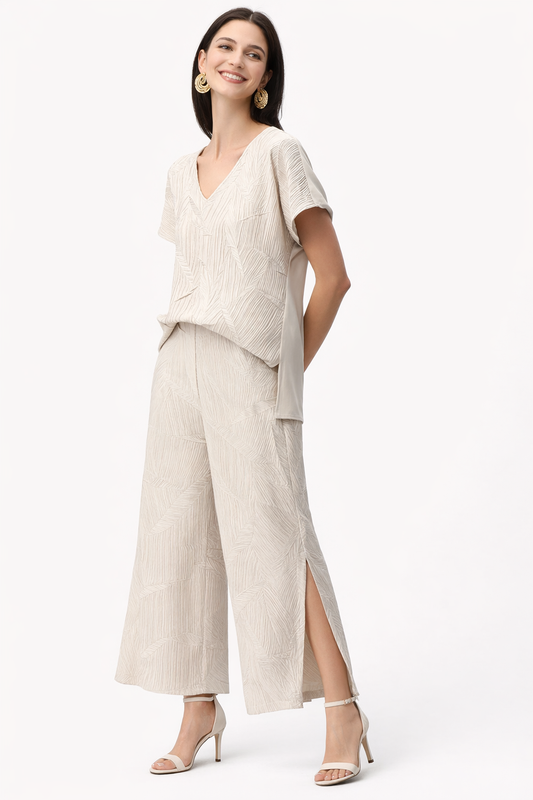 Pantalon-culotte 261161  à enfiler en satin plissé. J.RIBKOFF