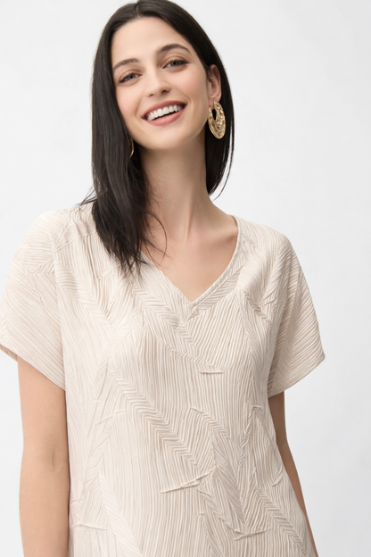Tunique boxy 261160 en satin plissé avec tricot soyeux au dos J.RIBKOFF