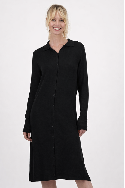Gilet long Frère-Plain, avec boutons et longues manches A POIL