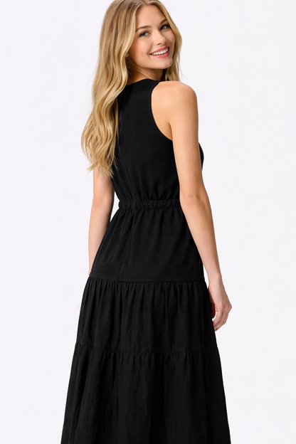 Robe longue casera  en coton à volant et rubans PINKO