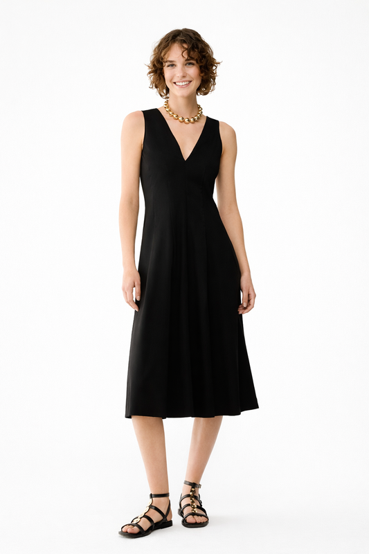 Robe maranta cintrée et évasé en satin mat  PENNYBLACK