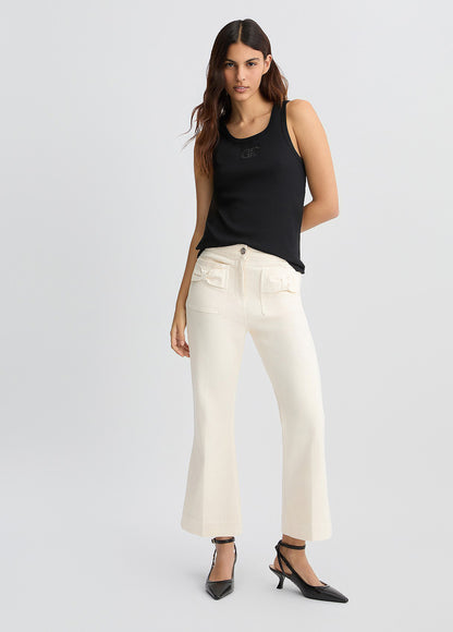 Pantalon évasé raccourci en coton  acte2
