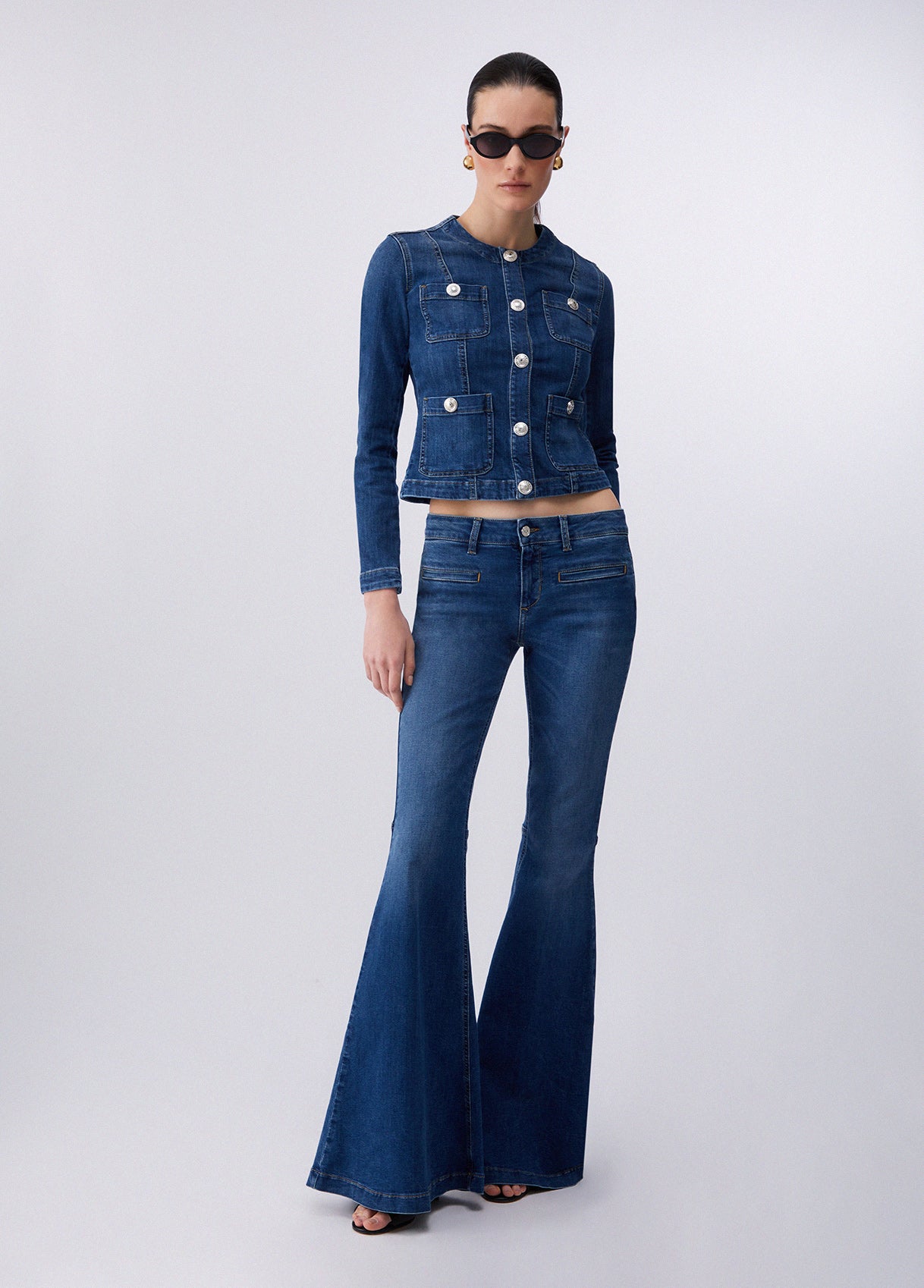 Veste denim avec strass et boutons ligotés  LIU JO