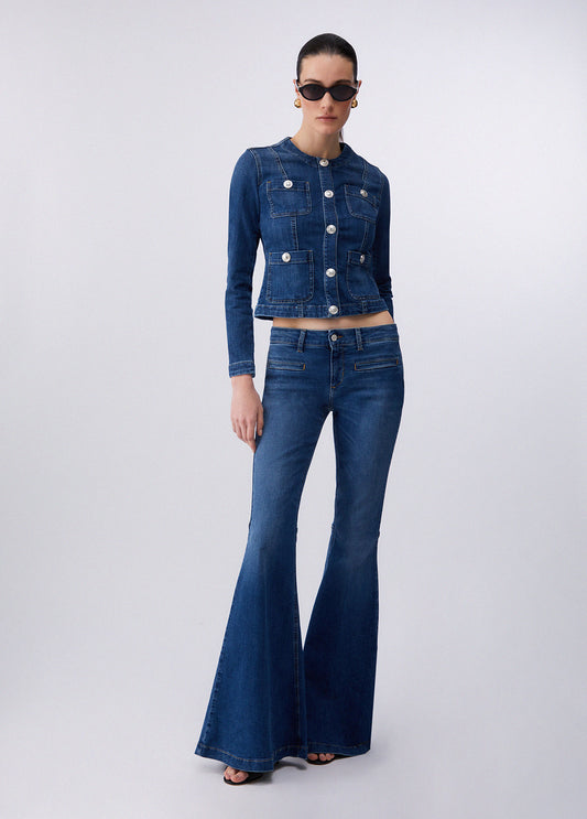 Veste denim avec strass et boutons ligotés  LIU JO