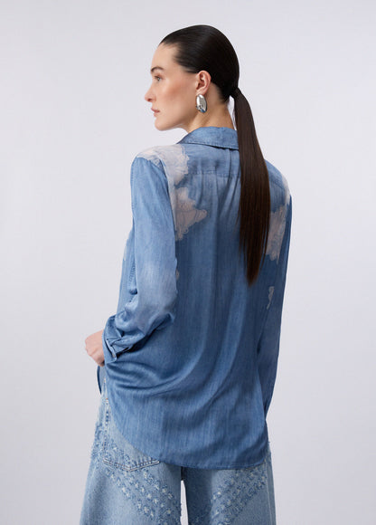 Chemise UA6343 à imprimé floral effet denim  LIU JO