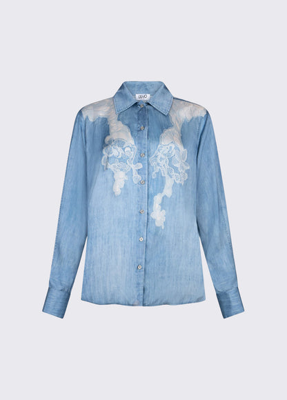 Chemise UA6343 à imprimé floral effet denim  LIU JO