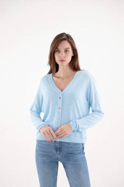 PULL  IVAR  en COL V avec Boutons colorés ESTHEME