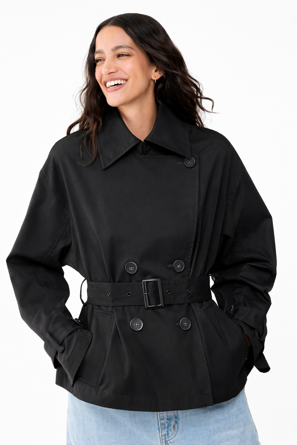 Trench-coat talco court en gabardine PENNYBLACK