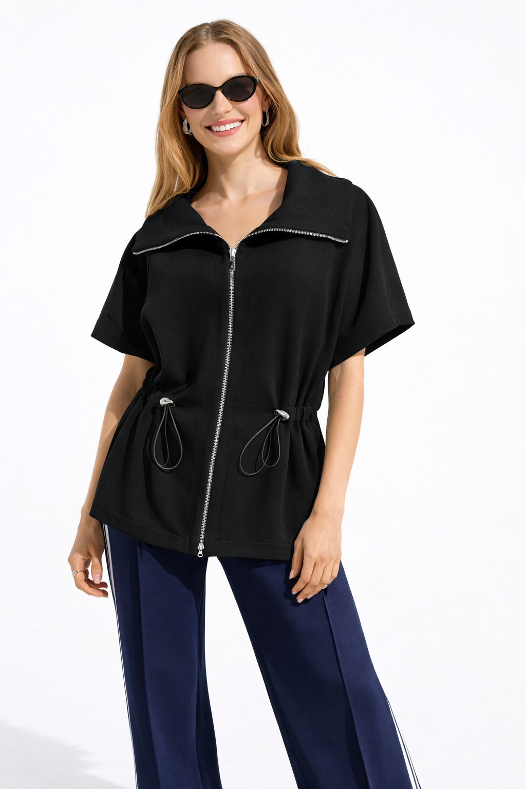 Veste boxy 261638 en jerseys cuba avec cordon de serrage à la taille J.RIBKOFF