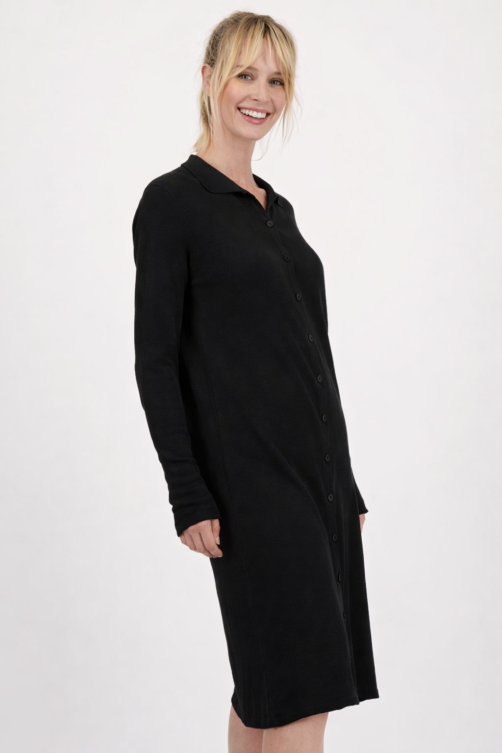 Gilet long Frère-Plain, avec boutons et longues manches A POIL