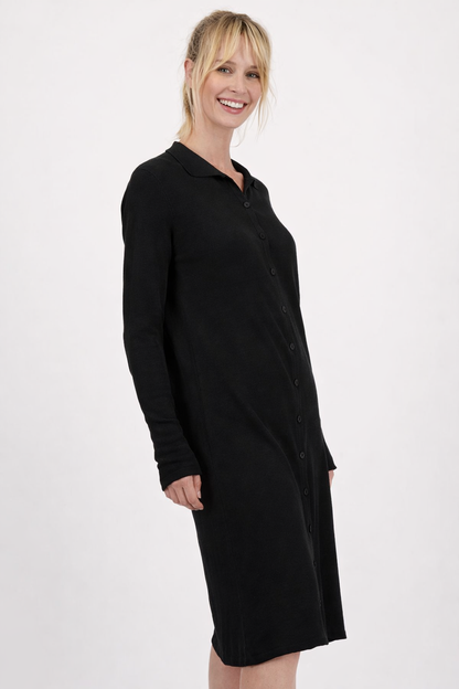 Gilet long Frère-Plain, avec boutons et longues manches A POIL