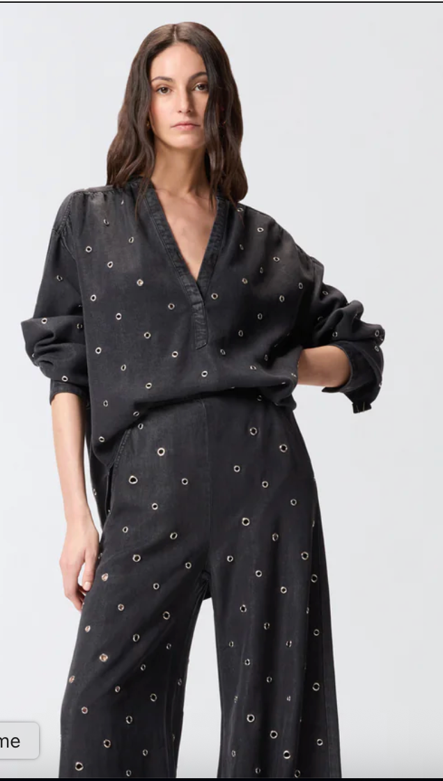 Tunique Bellicoso en denim foncé à oeillets  PINKO