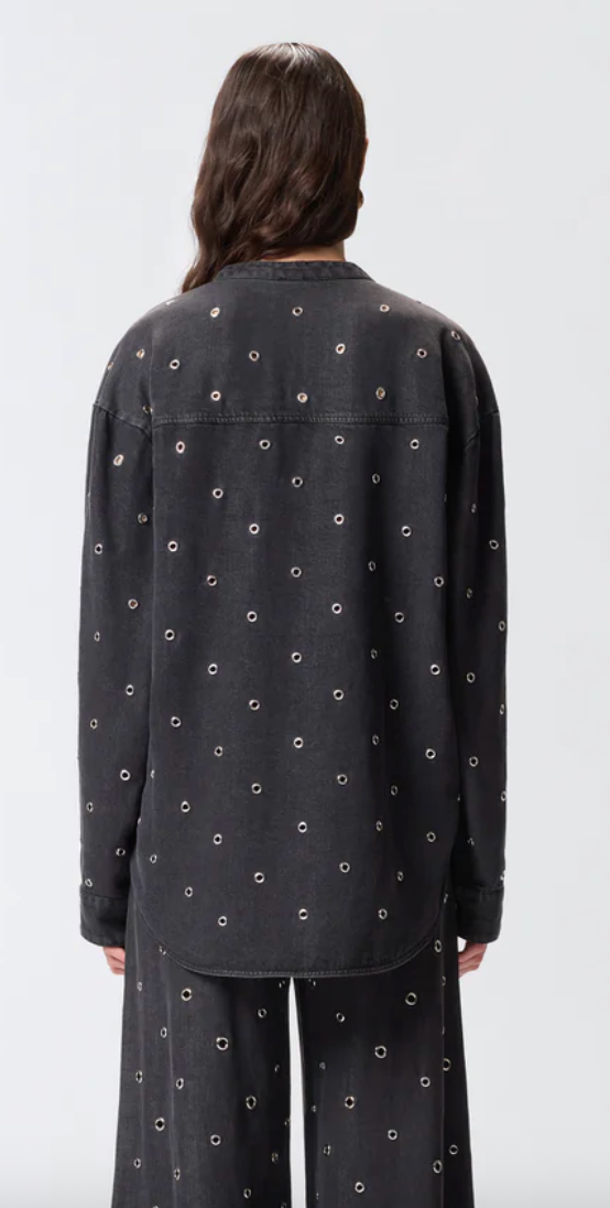 Tunique Bellicoso en denim foncé à oeillets  PINKO