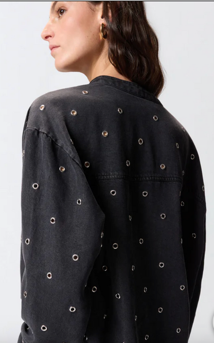 Tunique Bellicoso en denim foncé à oeillets  PINKO