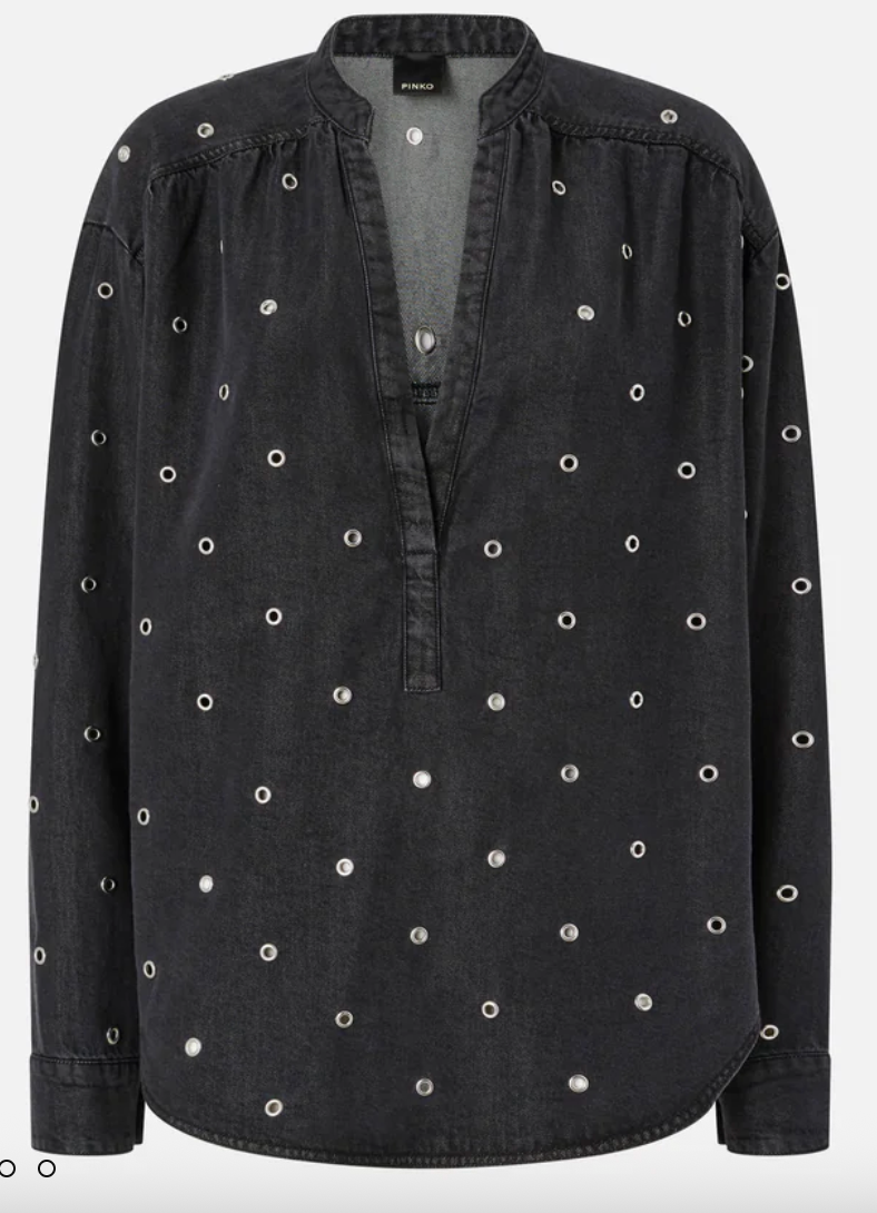 Tunique Bellicoso en denim foncé à oeillets  PINKO