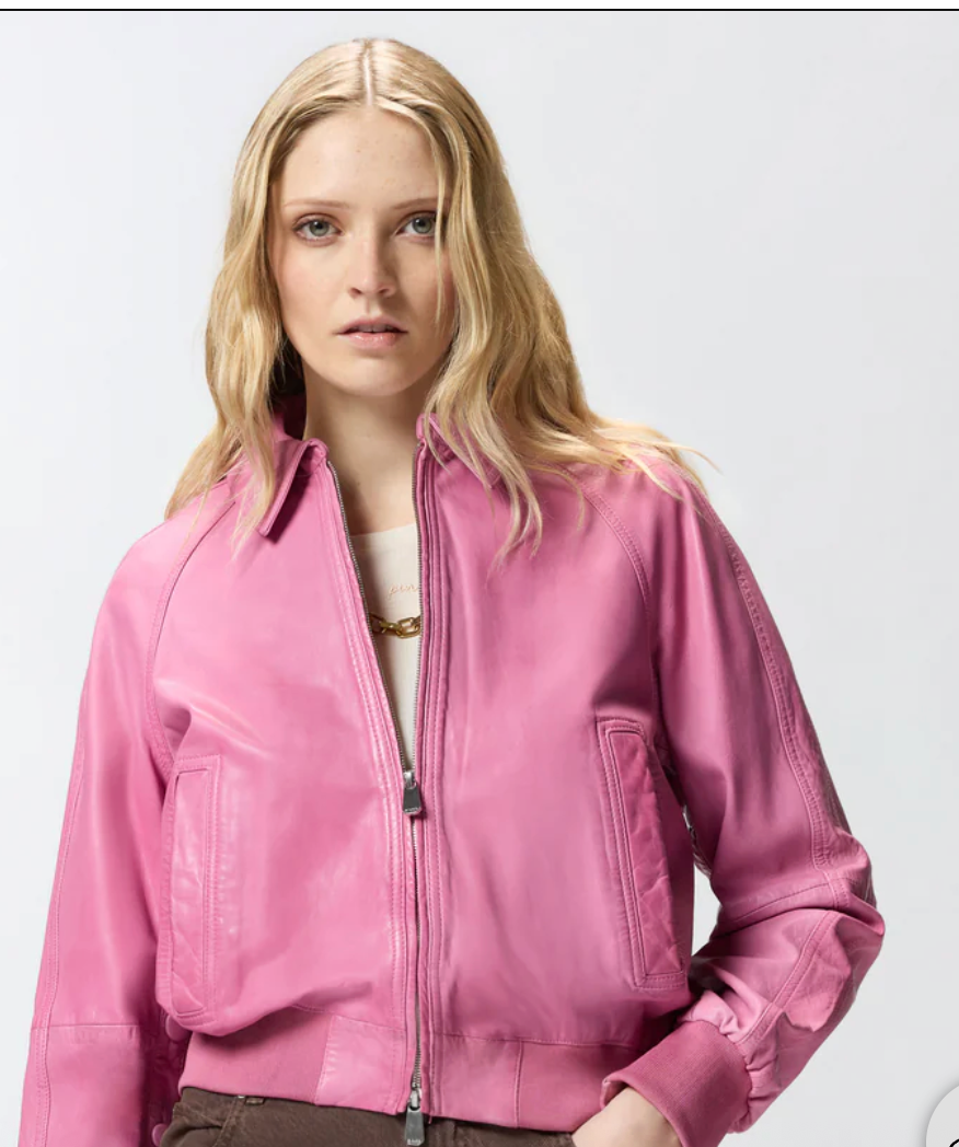 Bomber Barbra en cuir vintage PINKO