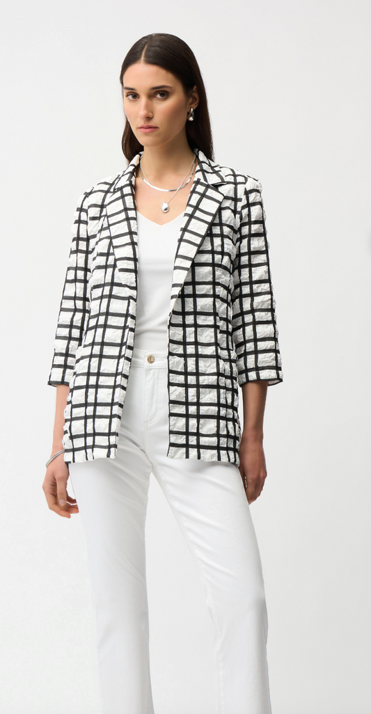 Veston boxy en jacquard à carreaux avec col cranté J. RIBKOFF