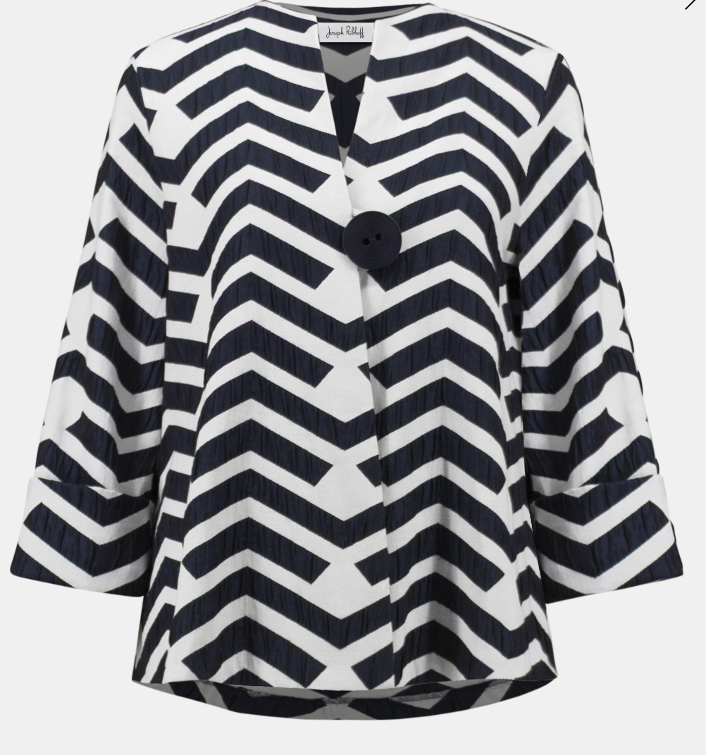 Veste 261097 trapèze en jacquard à imprimé géométrique. J.RIBKOFF