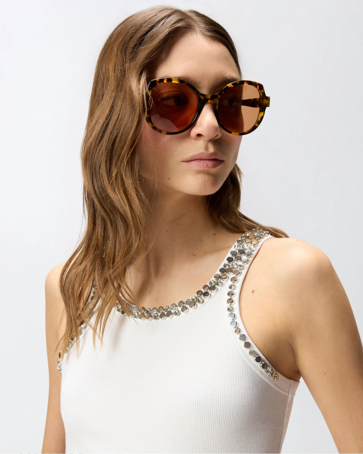 Débardeur Coriandoli en coton côtelé avec broderies bijoux PINKO