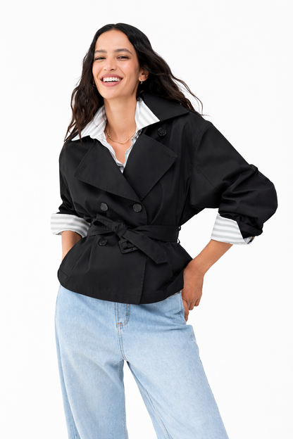 Trench-coat talco court en gabardine PENNYBLACK